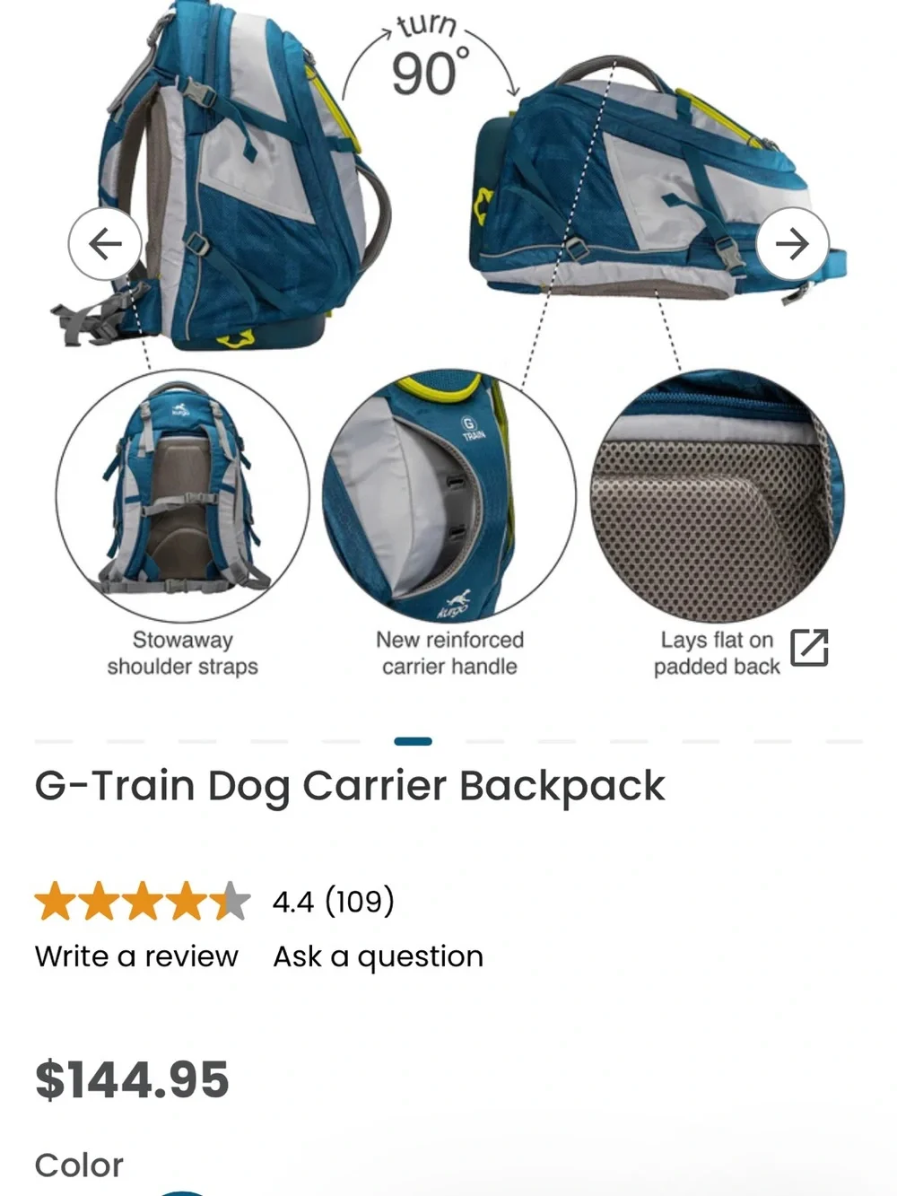 Kurgo g train dog backpack